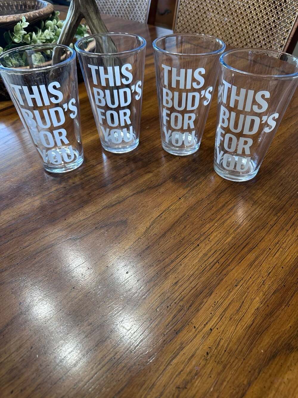 Set of 4 Budweiser This Bud's For You Promotional Pint Glasses